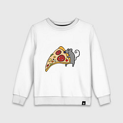 Свитшот хлопковый детский Кусочек пиццы парная, цвет: белый