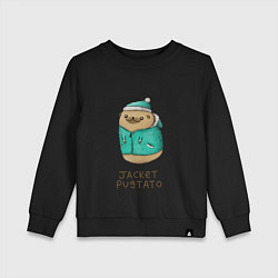 Свитшот хлопковый детский Jacket Pugtato, цвет: черный