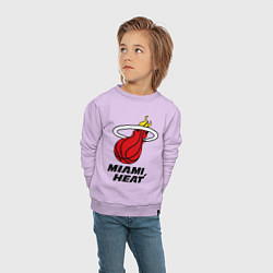 Свитшот хлопковый детский Miami Heat-logo, цвет: лаванда — фото 2