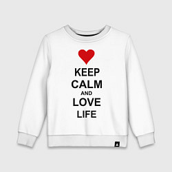 Свитшот хлопковый детский Keep Calm & Love Life, цвет: белый