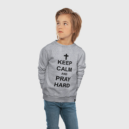 Детский свитшот Keep Calm & Pray Hard / Меланж – фото 4