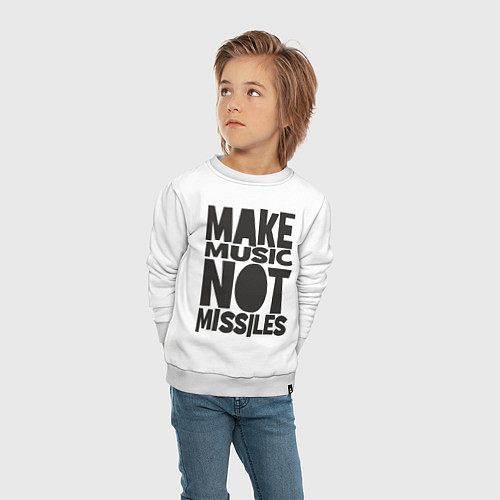 Детский свитшот Make Music Not Missiles / Белый – фото 4