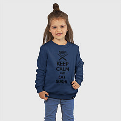 Свитшот хлопковый детский Keep Calm & Eat Sushi, цвет: тёмно-синий — фото 2