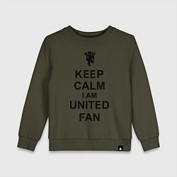 Свитшот хлопковый детский Keep Calm & United fan, цвет: хаки