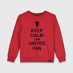 Свитшот хлопковый детский Keep Calm & United fan, цвет: красный