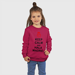 Свитшот хлопковый детский Keep Calm & Hala Madrid, цвет: маджента — фото 2