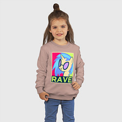 Свитшот хлопковый детский DJ Pon-3 RAVE, цвет: пыльно-розовый — фото 2