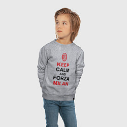 Свитшот хлопковый детский Keep Calm & Forza Milan, цвет: меланж — фото 2