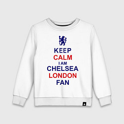 Свитшот хлопковый детский Keep Calm & Chelsea London fan, цвет: белый