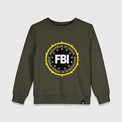 Свитшот хлопковый детский FBI Departament, цвет: хаки