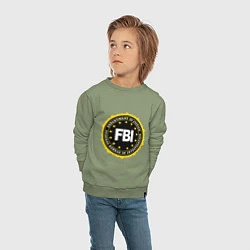 Свитшот хлопковый детский FBI Departament, цвет: авокадо — фото 2