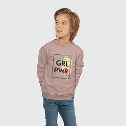 Свитшот хлопковый детский GRL PWR, цвет: пыльно-розовый — фото 2