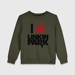 Свитшот хлопковый детский I love Linkin Park, цвет: хаки