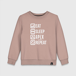 Свитшот хлопковый детский Eat, Sleep, Apex, Repeat, цвет: пыльно-розовый