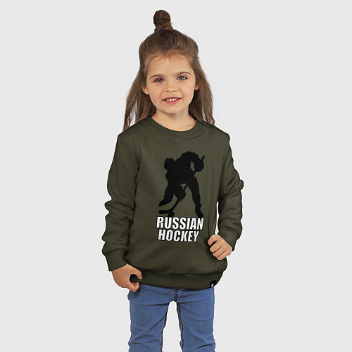 Детский свитшот Russian Black Hockey / Хаки – фото 3