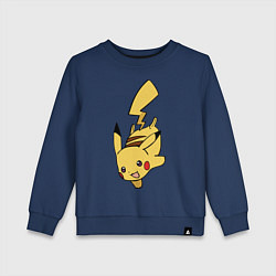 Свитшот хлопковый детский Радостный Пикачуха, цвет: тёмно-синий