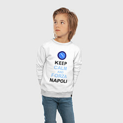 Свитшот хлопковый детский Keep Calm & Forza Napoli, цвет: белый — фото 2