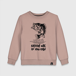 Свитшот хлопковый детский Catch me if you can, цвет: пыльно-розовый