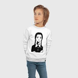 Свитшот хлопковый детский Wednesday Addams, цвет: белый — фото 2