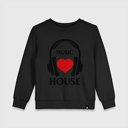 Свитшот хлопковый детский House Music is Love, цвет: черный