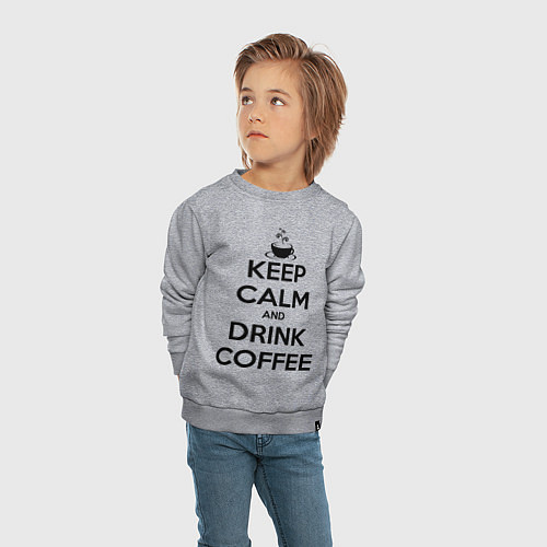 Детский свитшот Keep Calm & Drink Coffee / Меланж – фото 4