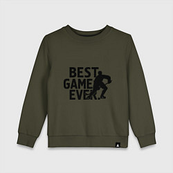 Свитшот хлопковый детский Hockey - best game, цвет: хаки