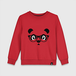 Свитшот хлопковый детский Панда в очках, цвет: красный