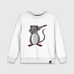 Свитшот хлопковый детский Dabbing Rat, цвет: белый