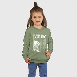 Свитшот хлопковый детский Viking world tour, цвет: авокадо — фото 2