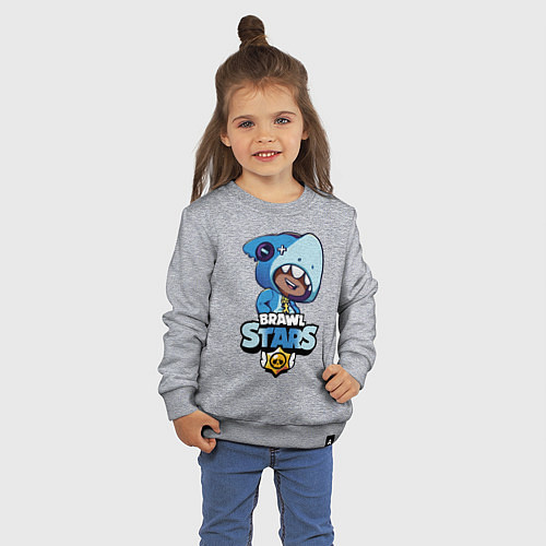 Детский свитшот Brawl Stars LEON SHARK / Меланж – фото 3