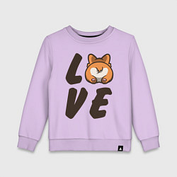 Свитшот хлопковый детский Love Corgi, цвет: лаванда