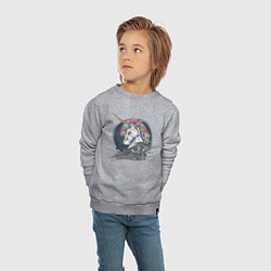 Свитшот хлопковый детский Единорог Rock, цвет: меланж — фото 2