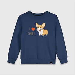 Свитшот хлопковый детский I LOVE CORGI, цвет: тёмно-синий