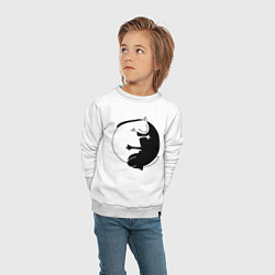 Свитшот хлопковый детский Инь-Янь Коты, цвет: белый — фото 2