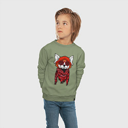 Свитшот хлопковый детский Красная панда, цвет: авокадо — фото 2