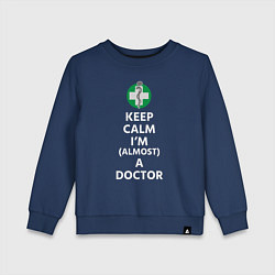 Свитшот хлопковый детский Keep calm I??m a doctor, цвет: тёмно-синий