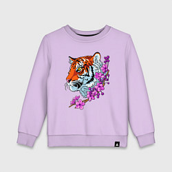 Свитшот хлопковый детский Тигр, цвет: лаванда