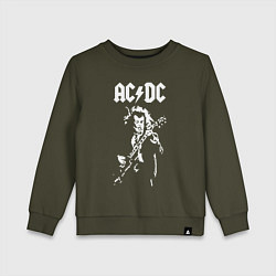 Свитшот хлопковый детский ACDC, цвет: хаки