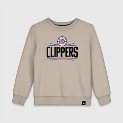 Свитшот хлопковый детский Los Angeles Clippers 1, цвет: миндальный