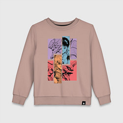 Свитшот хлопковый детский Аска и Синдзи, Евангелион, цвет: пыльно-розовый