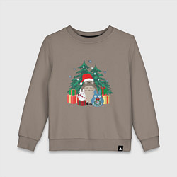 Свитшот хлопковый детский New Year Totoro, цвет: утренний латте