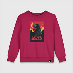 Свитшот хлопковый детский Godzilla, цвет: маджента