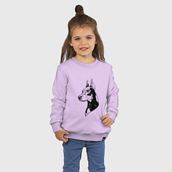 Свитшот хлопковый детский Доберман Z, цвет: лаванда — фото 2