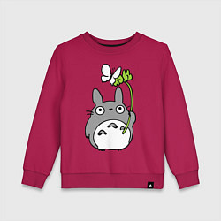 Свитшот хлопковый детский Totoro и бабочка, цвет: маджента