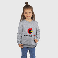 Свитшот хлопковый детский Omskoe TV logo цвета меланж — фото 2