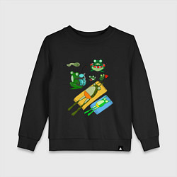 Свитшот хлопковый детский Лягушки, цвет: черный