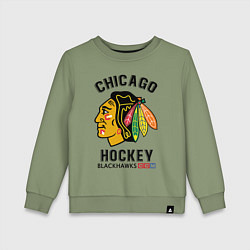 Свитшот хлопковый детский CHICAGO BLACKHAWKS NHL, цвет: авокадо