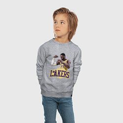 Свитшот хлопковый детский LeBron - Lakers, цвет: меланж — фото 2