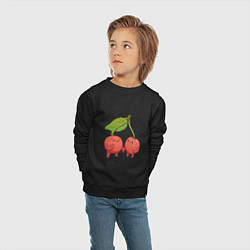 Свитшот хлопковый детский Сестрички-вишни, цвет: черный — фото 2