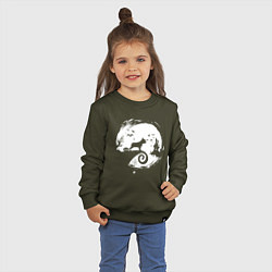 Свитшот хлопковый детский Полнолуние Французский бульдог, цвет: хаки — фото 2